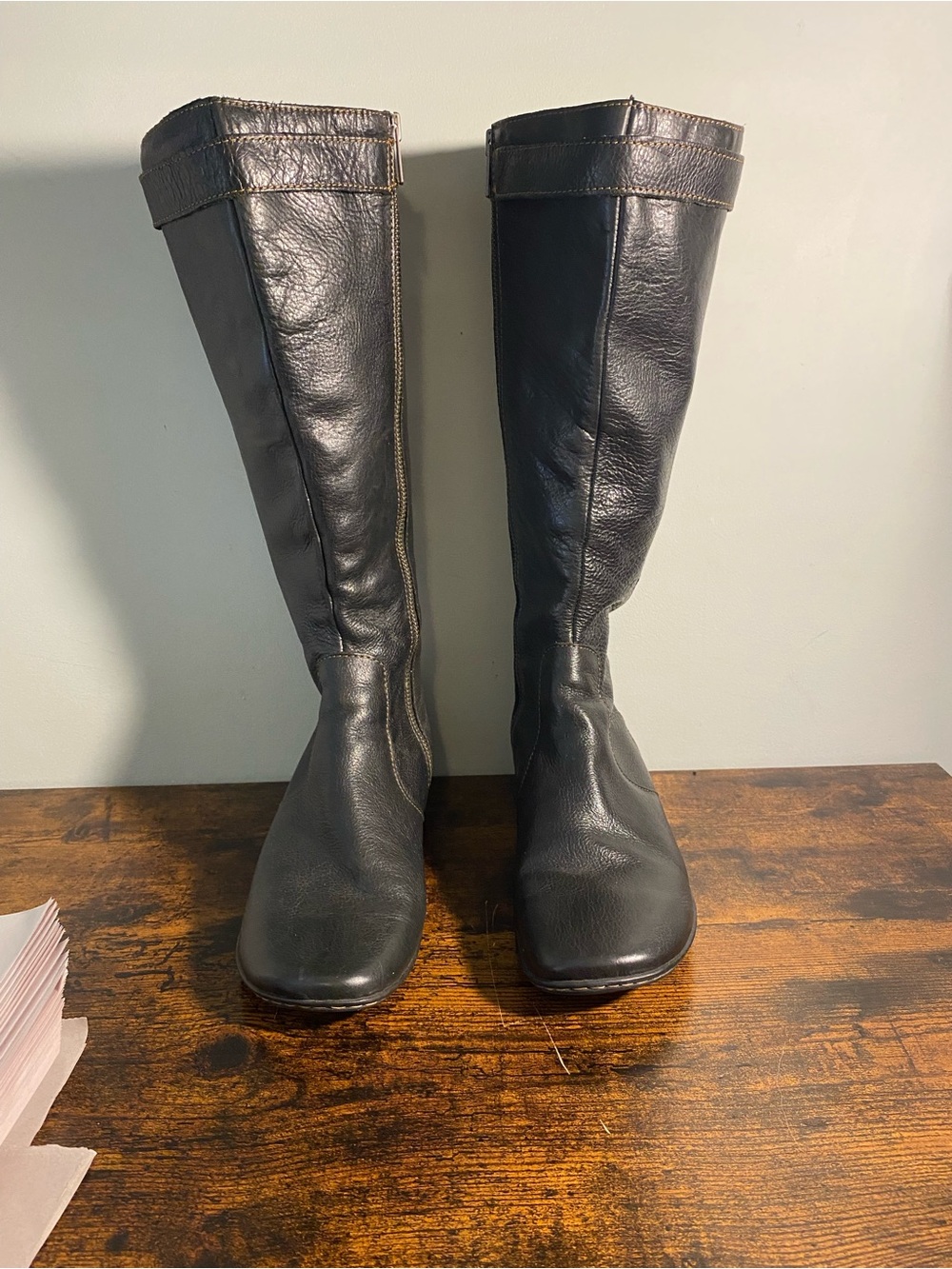 Born Classic Women's Black Leather Knee-High Boots